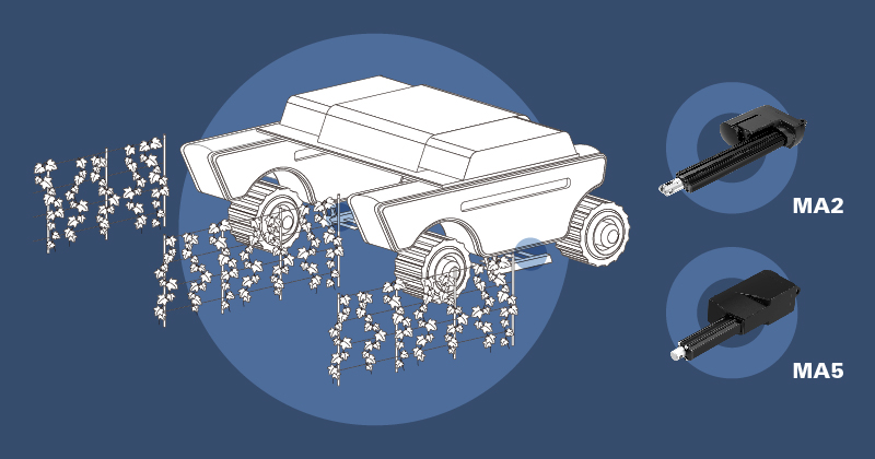 Atuadores lineares elétricos para AGVs agrícolas